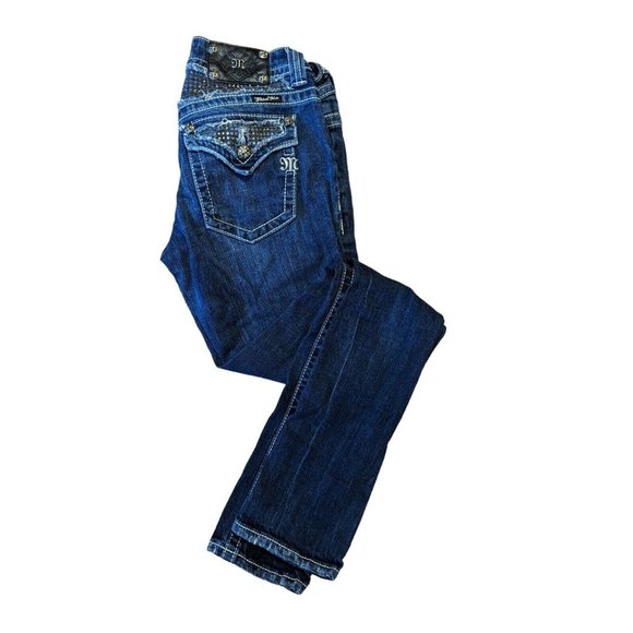 Miss Me Women's Dark Blue Straight Leg Medium Wash Jeans Size 29 - Picture 3 of 3